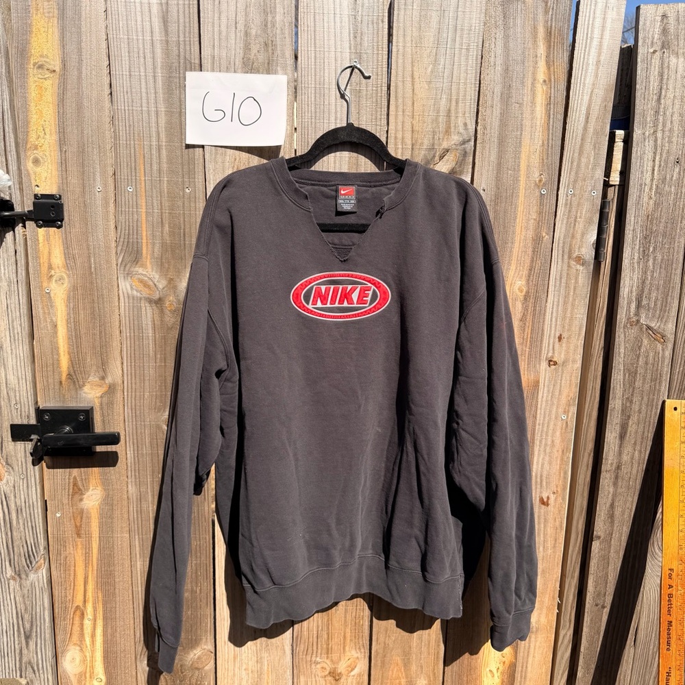 Vintage Nike Men's Charcoal Crewneck Sweatshirt Size 2X